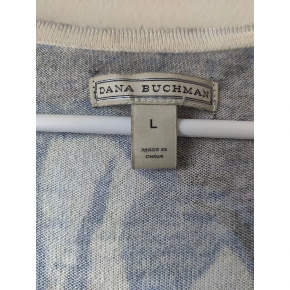 Dana Buchman‎ 3/4 Sleeve Black/Blue/White Floral Button Up Cardigan Size Large